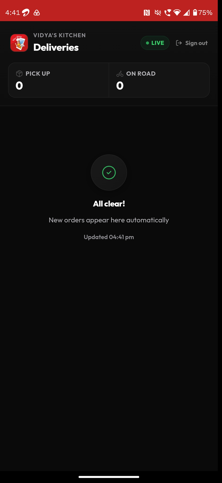 Driver app empty deliveries queue